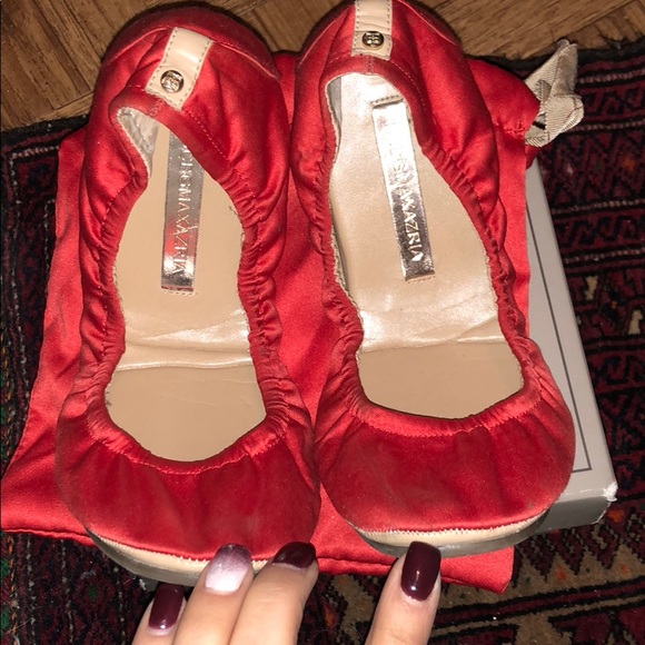 BCBGMaxAzria Shoes - Ma-Kyle red satin ballet slippers!